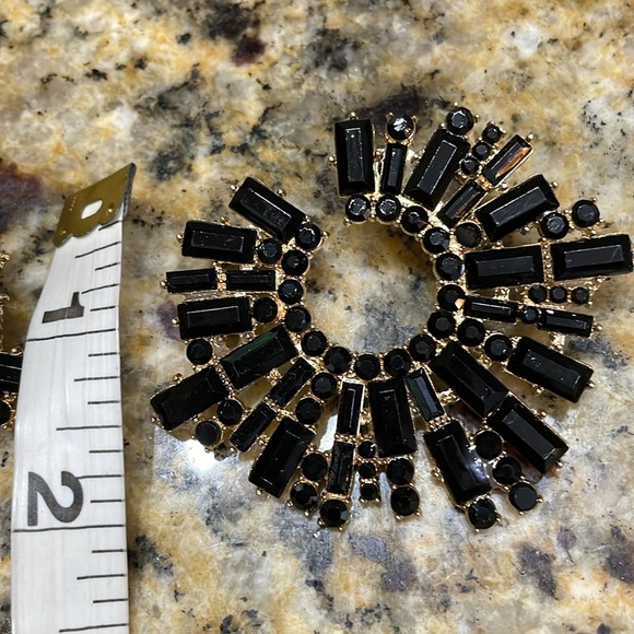 Black Crystal Starburst Oversized Earrings - Picture 16 of 17